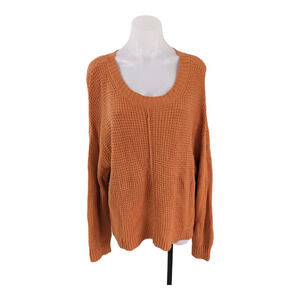 Santuary Size Large Waffle Knit Sweater Burnt Orange Pullover Long Sleeves